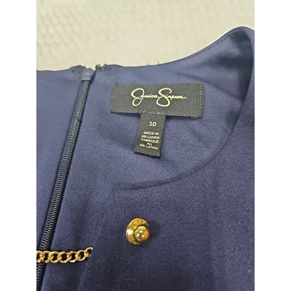 Jessica Simpson Dress Womens 10 Blue Sleeveless Gold Accents New With Tags - Picture 4 of 9